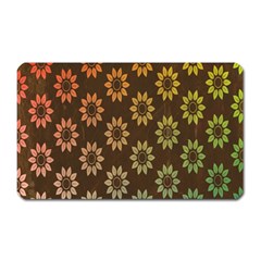 Grunge Brown Flower Background Pattern Magnet (rectangular) by Simbadda