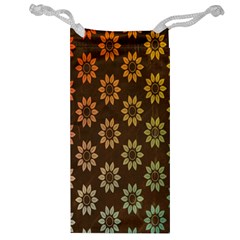 Grunge Brown Flower Background Pattern Jewelry Bag by Simbadda