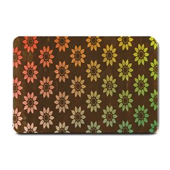 Grunge Brown Flower Background Pattern Small Doormat  by Simbadda