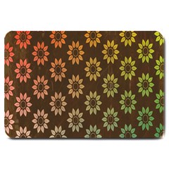 Grunge Brown Flower Background Pattern Large Doormat  by Simbadda