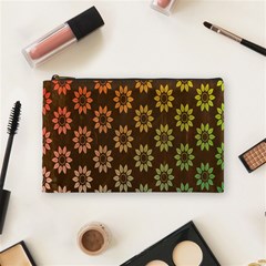 Grunge Brown Flower Background Pattern Cosmetic Bag (medium)  by Simbadda