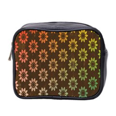 Grunge Brown Flower Background Pattern Mini Toiletries Bag 2-side by Simbadda