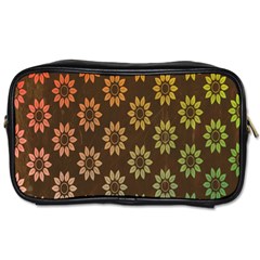 Grunge Brown Flower Background Pattern Toiletries Bags by Simbadda