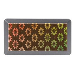 Grunge Brown Flower Background Pattern Memory Card Reader (mini) by Simbadda