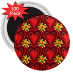 Digitally Created Seamless Love Heart Pattern Tile 3  Magnets (100 pack) Front