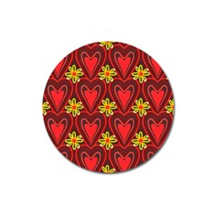 Digitally Created Seamless Love Heart Pattern Tile Magnet 3  (round) by Simbadda