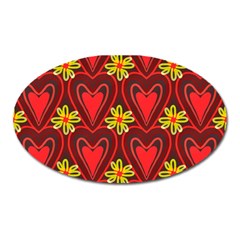 Digitally Created Seamless Love Heart Pattern Tile Oval Magnet by Simbadda