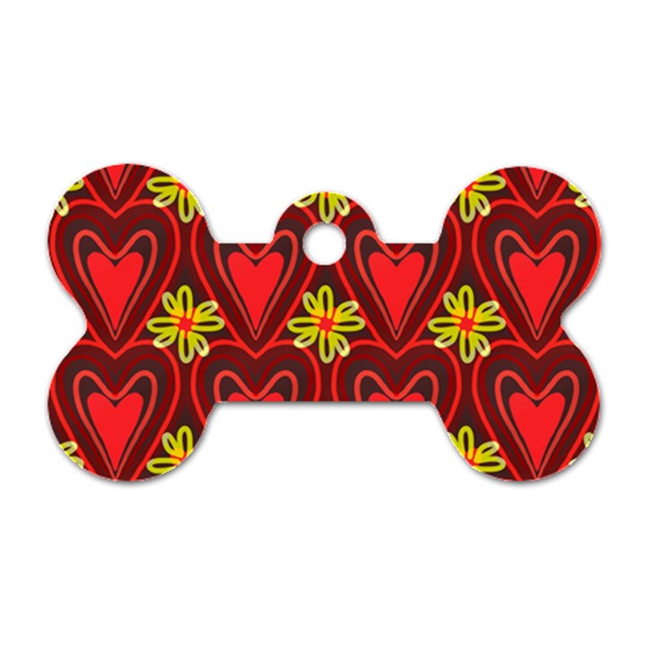 Digitally Created Seamless Love Heart Pattern Tile Dog Tag Bone (One Side)