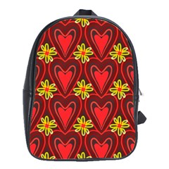 Digitally Created Seamless Love Heart Pattern Tile School Bags(large)  by Simbadda