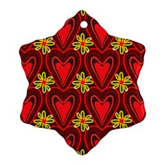 Digitally Created Seamless Love Heart Pattern Tile Snowflake Ornament (two Sides) by Simbadda