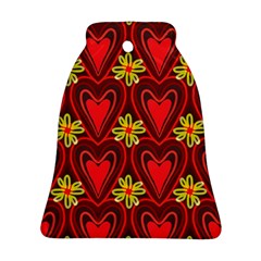 Digitally Created Seamless Love Heart Pattern Tile Bell Ornament (two Sides) by Simbadda