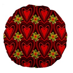 Digitally Created Seamless Love Heart Pattern Tile Large 18  Premium Round Cushions by Simbadda