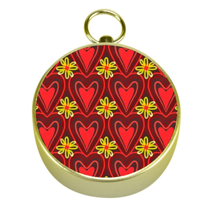 Digitally Created Seamless Love Heart Pattern Tile Gold Compasses