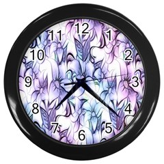 Floral Pattern Background Wall Clocks (black) by Simbadda