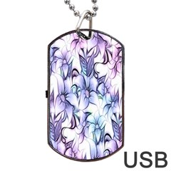 Floral Pattern Background Dog Tag Usb Flash (one Side) by Simbadda