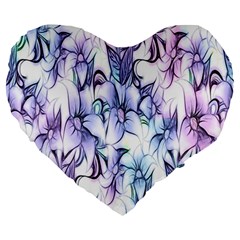 Floral Pattern Background Large 19  Premium Heart Shape Cushions by Simbadda