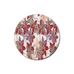 Floral Pattern Background Rubber Coaster (round)  by Simbadda