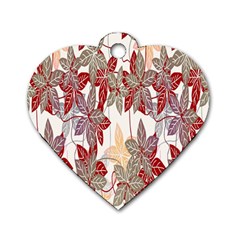 Floral Pattern Background Dog Tag Heart (two Sides) by Simbadda