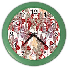 Floral Pattern Background Color Wall Clocks by Simbadda