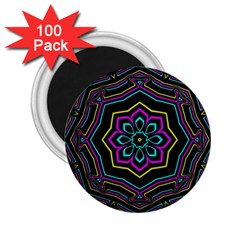 Cyan Yellow Magenta Kaleidoscope 2 25  Magnets (100 Pack)  by Simbadda