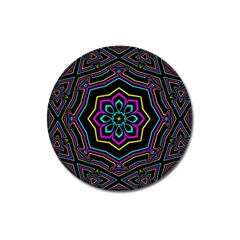 Cyan Yellow Magenta Kaleidoscope Magnet 3  (round) by Simbadda