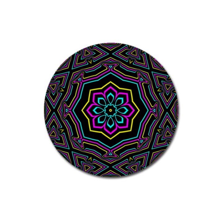 Cyan Yellow Magenta Kaleidoscope Magnet 3  (Round)