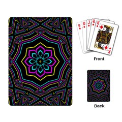 Cyan Yellow Magenta Kaleidoscope Playing Card by Simbadda