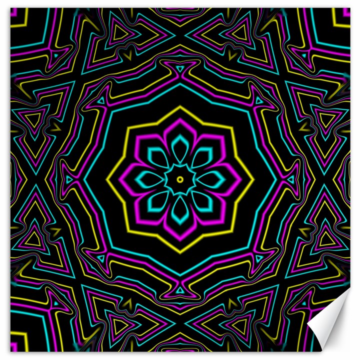 Cyan Yellow Magenta Kaleidoscope Canvas 16  x 16  