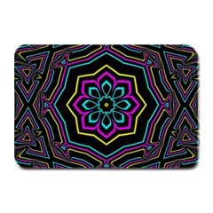 Cyan Yellow Magenta Kaleidoscope Plate Mats by Simbadda