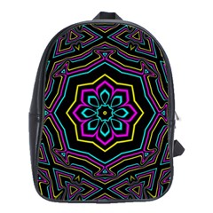 Cyan Yellow Magenta Kaleidoscope School Bags(large)  by Simbadda