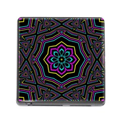 Cyan Yellow Magenta Kaleidoscope Memory Card Reader (square) by Simbadda