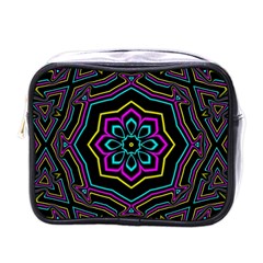 Cyan Yellow Magenta Kaleidoscope Mini Toiletries Bags by Simbadda