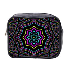 Cyan Yellow Magenta Kaleidoscope Mini Toiletries Bag 2-side by Simbadda