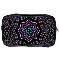 Cyan Yellow Magenta Kaleidoscope Toiletries Bags by Simbadda