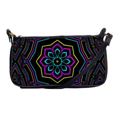 Cyan Yellow Magenta Kaleidoscope Shoulder Clutch Bags by Simbadda