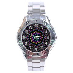 Cyan Yellow Magenta Kaleidoscope Stainless Steel Analogue Watch by Simbadda