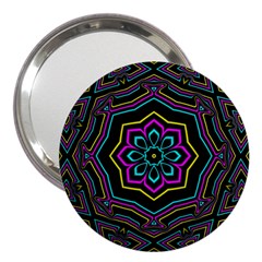 Cyan Yellow Magenta Kaleidoscope 3  Handbag Mirrors by Simbadda