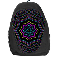 Cyan Yellow Magenta Kaleidoscope Backpack Bag by Simbadda