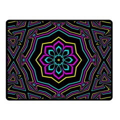 Cyan Yellow Magenta Kaleidoscope Double Sided Fleece Blanket (small)  by Simbadda