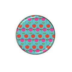 Tulips Floral Background Pattern Hat Clip Ball Marker (4 Pack) by Simbadda