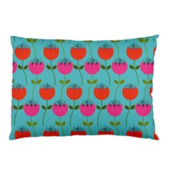 Tulips Floral Background Pattern Pillow Case by Simbadda