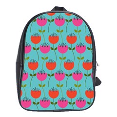 Tulips Floral Background Pattern School Bags(large)  by Simbadda