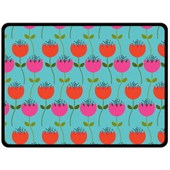 Tulips Floral Background Pattern Fleece Blanket (large)  by Simbadda