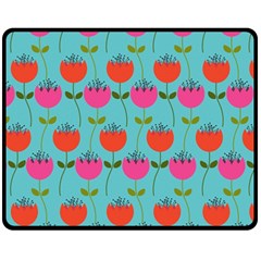 Tulips Floral Background Pattern Fleece Blanket (medium)  by Simbadda