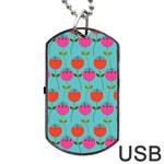 Tulips Floral Background Pattern Dog Tag USB Flash (Two Sides) Front