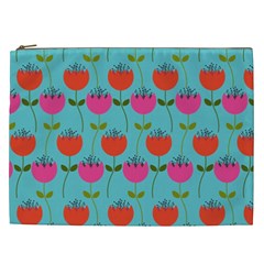 Tulips Floral Background Pattern Cosmetic Bag (xxl)  by Simbadda