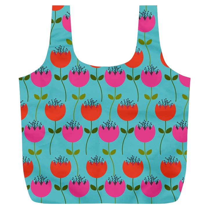 Tulips Floral Background Pattern Full Print Recycle Bags (L) 