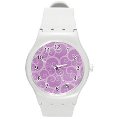 Pattern Round Plastic Sport Watch (m) by Valentinaart