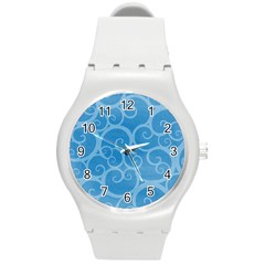 Pattern Round Plastic Sport Watch (m) by Valentinaart