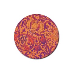 Floral Pattern Rubber Round Coaster (4 Pack)  by Valentinaart